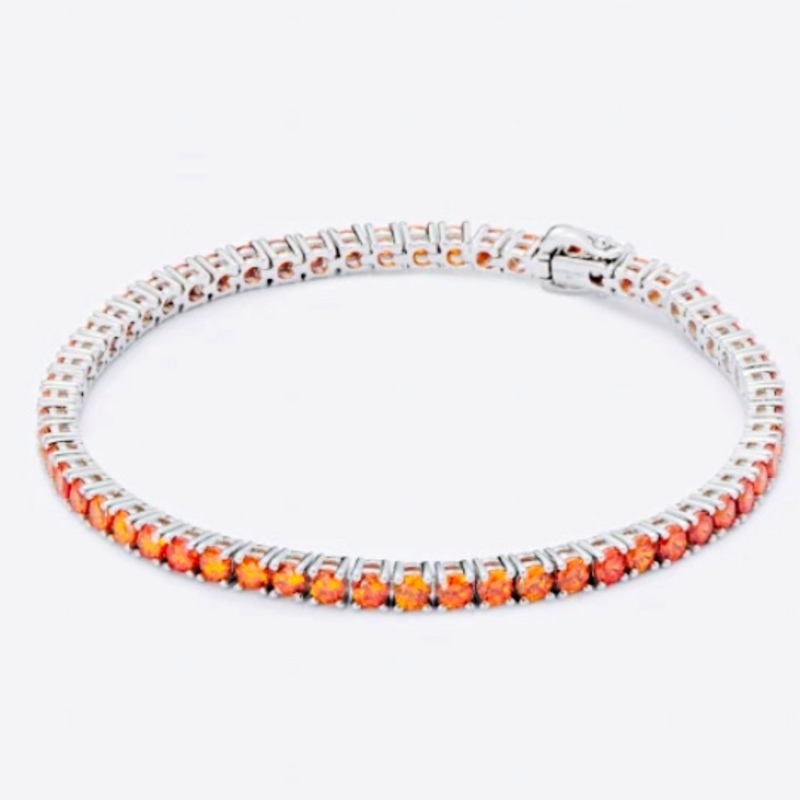 Grand Slam' Tennisarmband aus 750er Weißgold mit orangefarbenen Fancy-Diamanten ct.3.50