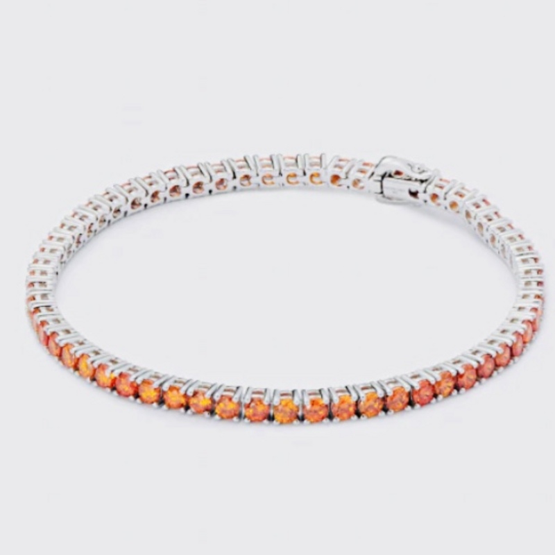 Tennisarmband aus Sterlingsilber und orangefarbenen Zirkonen