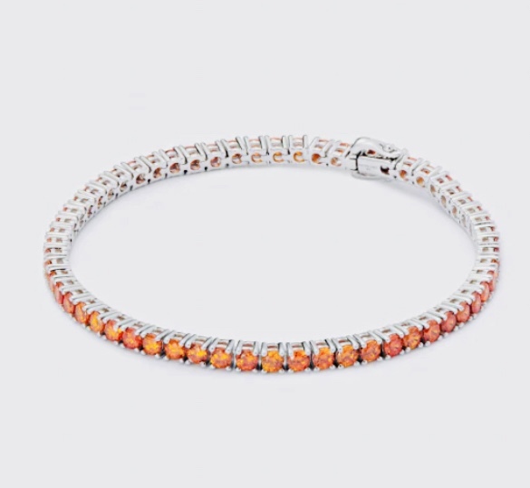 Tennis bracelet in 925 silver and orange zircons