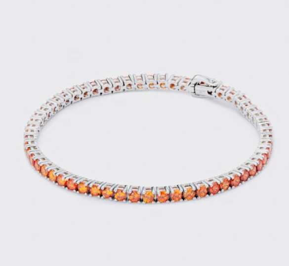 Bracciale tennis in argento 925 e zirconi arancioni 