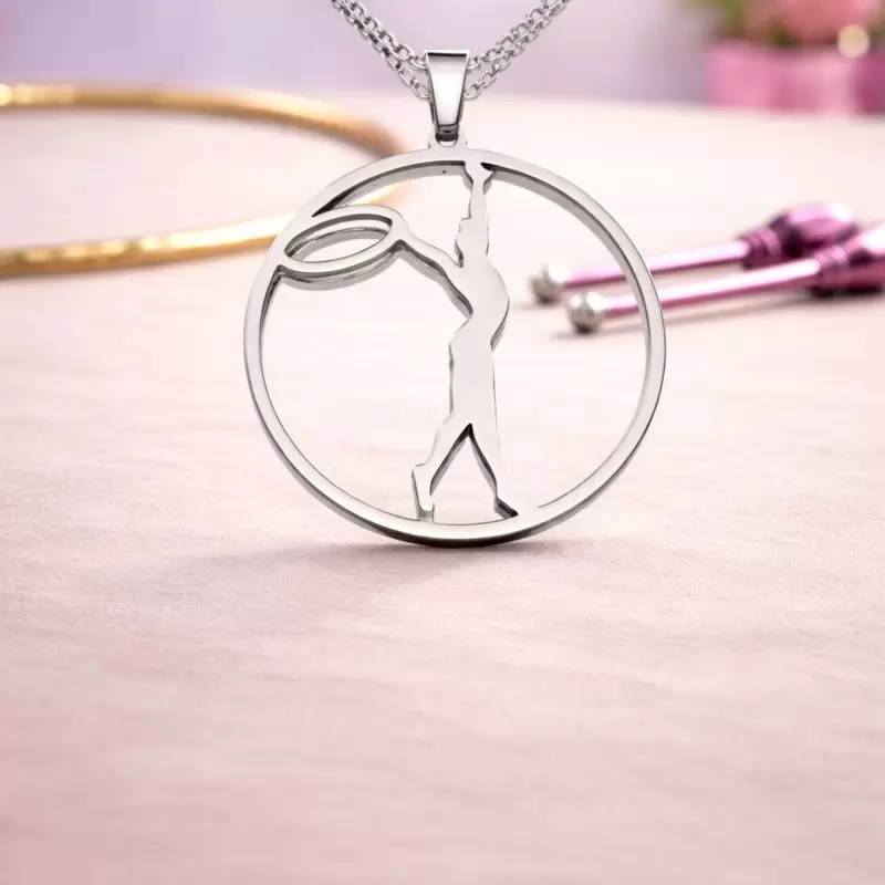 Ciondolo ginnastica ritmica con cerchio in acciaio