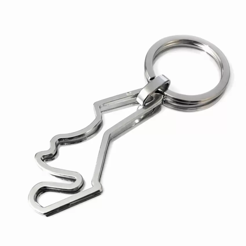 Schlüsselanhänger mit Istanbuler Rundkurs aus Stahl und Diamant am Anfang  