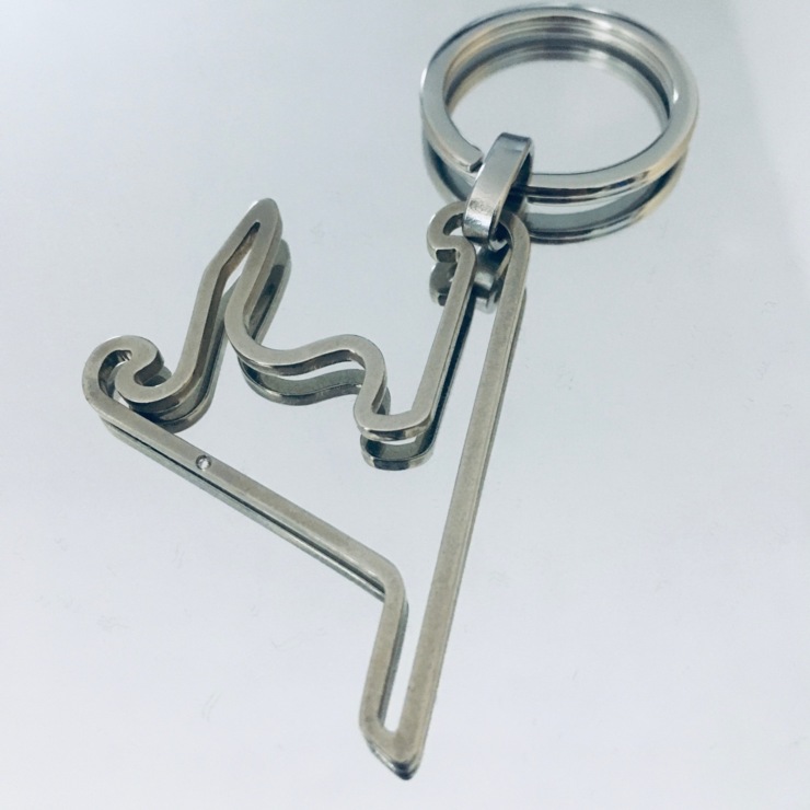 Stainless Steel Shanghai circuit keyring with diamond start