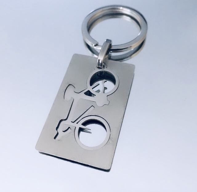 Stainless Steel cycling keyring customizable  