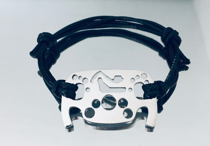 Bracciale Volante Formula 1 con silhouette circuiti Monza-Montecarlo in acciaio  