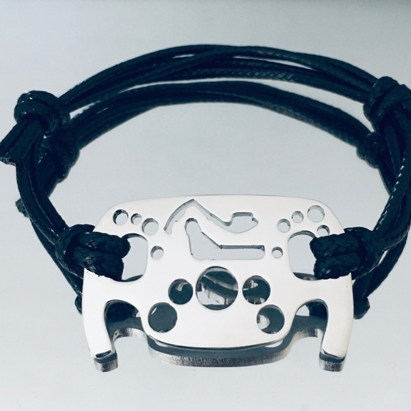 Bracciale Volante Formula 1 con silhouette circuiti Monza-Montecarlo in acciaio