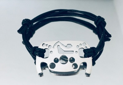 Bracciale Volante Formula 1 con silhouette circuiti Monza-Montecarlo in acciaio 
