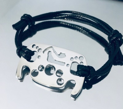Bracciale Volante Formula 1 con silhouette circuiti Monza-Montecarlo in acciaio 