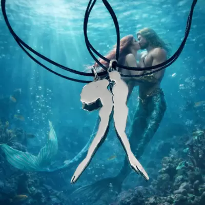 Him and Her Mermaid and Triton pendant customizable in 925 silver 