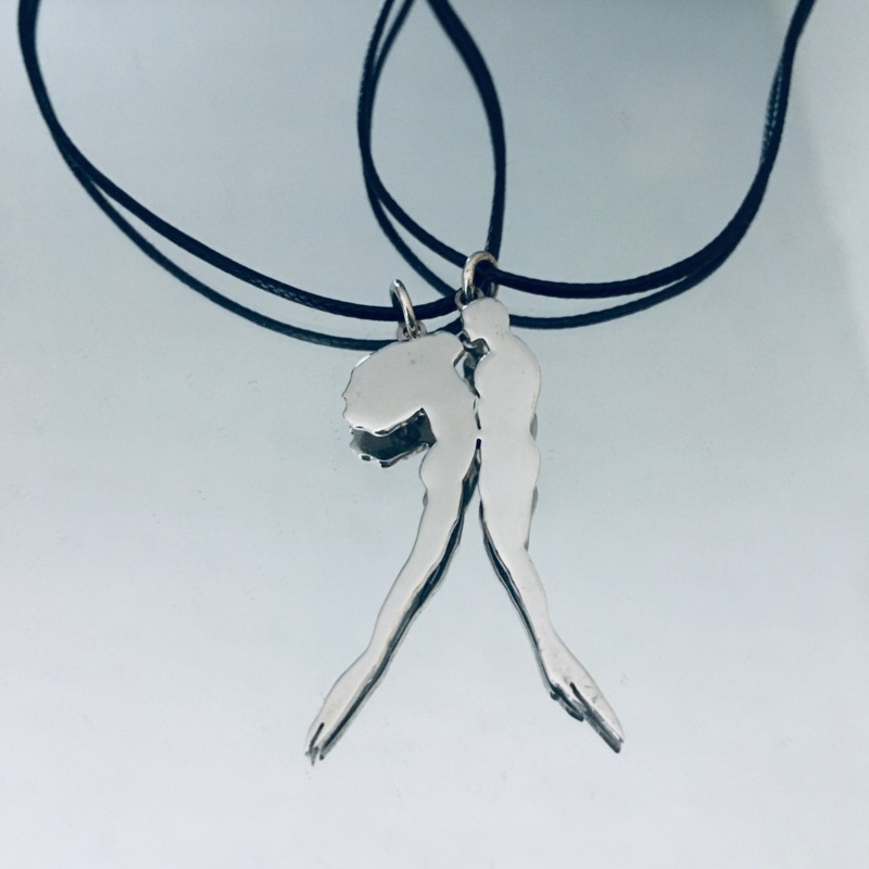 Personalisierbarer Er & Sie Meerjungfrau & Triton Anhänger aus 925er Silber