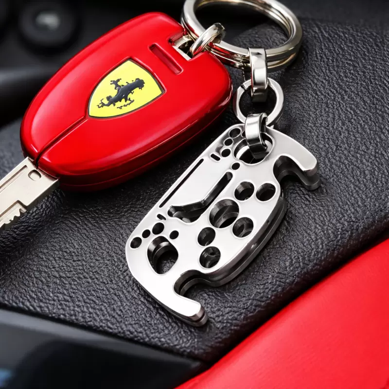 Portachiavi Motorsport Volante Formula 1 con silhouette circuito Monza in acciaio