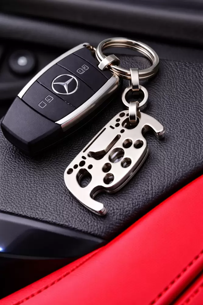 Porta-chaves para volante de Fórmula 1 Motorsport com silhueta do circuito de Monza em aço  