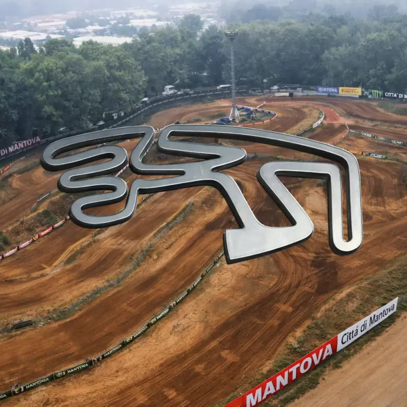 Mantua motocross circuit silhouette in stainless steel customizable 