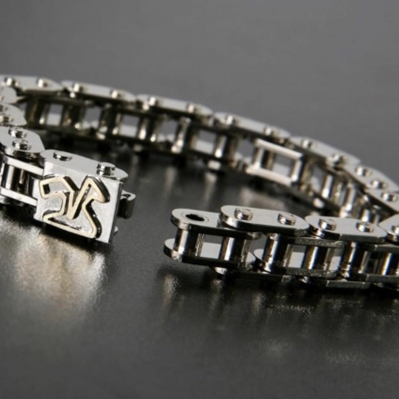 Bracciale Catena Acciaio con Circuito di Jerez in oro giallo 750