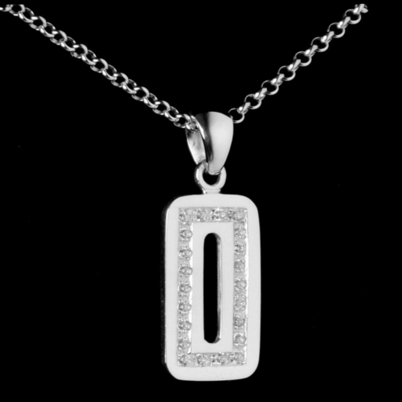 Ciondolo numero zero in argento 925 e zirconi