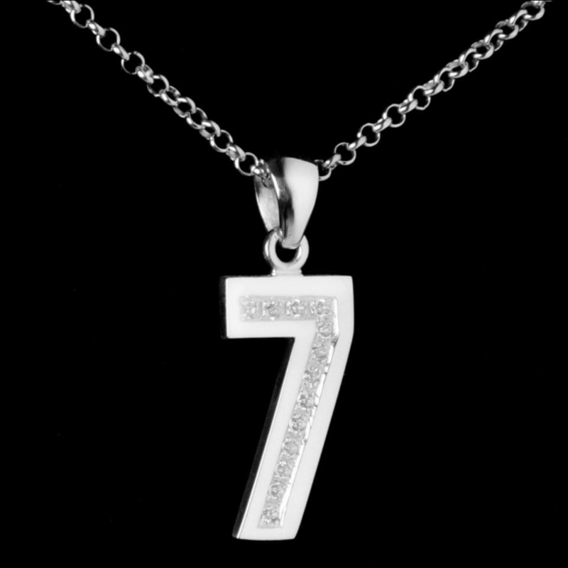 Ciondolo numero sette in argento 925 e zirconi