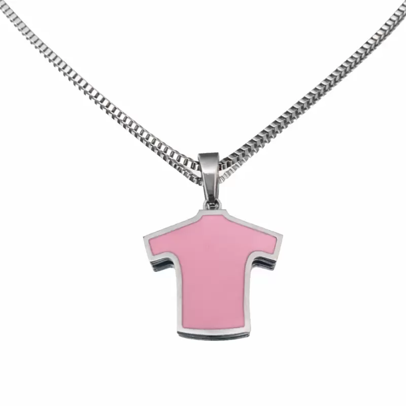 Ciondolo-Charm Maglia Rosa in Acciaio con catenina