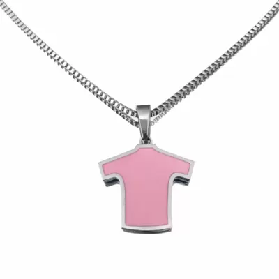 Ciondolo-Charm Maglia Rosa in Acciaio con catenina 