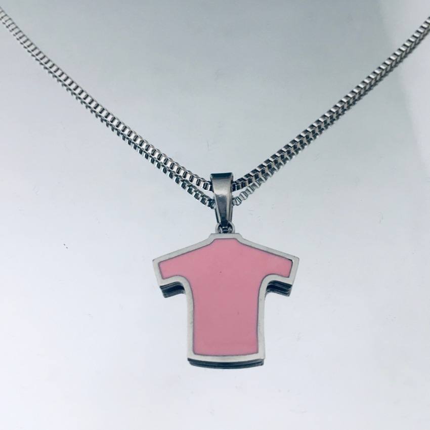 Ciondolo-Charm Maglia Rosa in Acciaio con catenina  