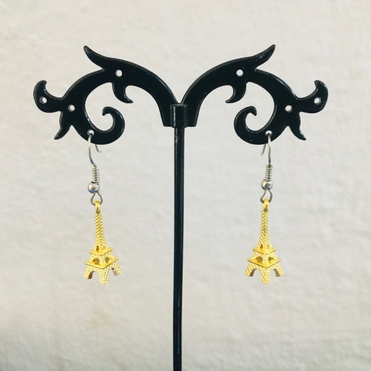Boucles d'oreilles avec Tour Eiffel plaquée or jaune