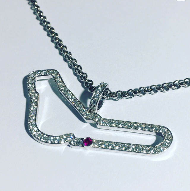 Necklace with Monza Circuit in 925 silver and zircons