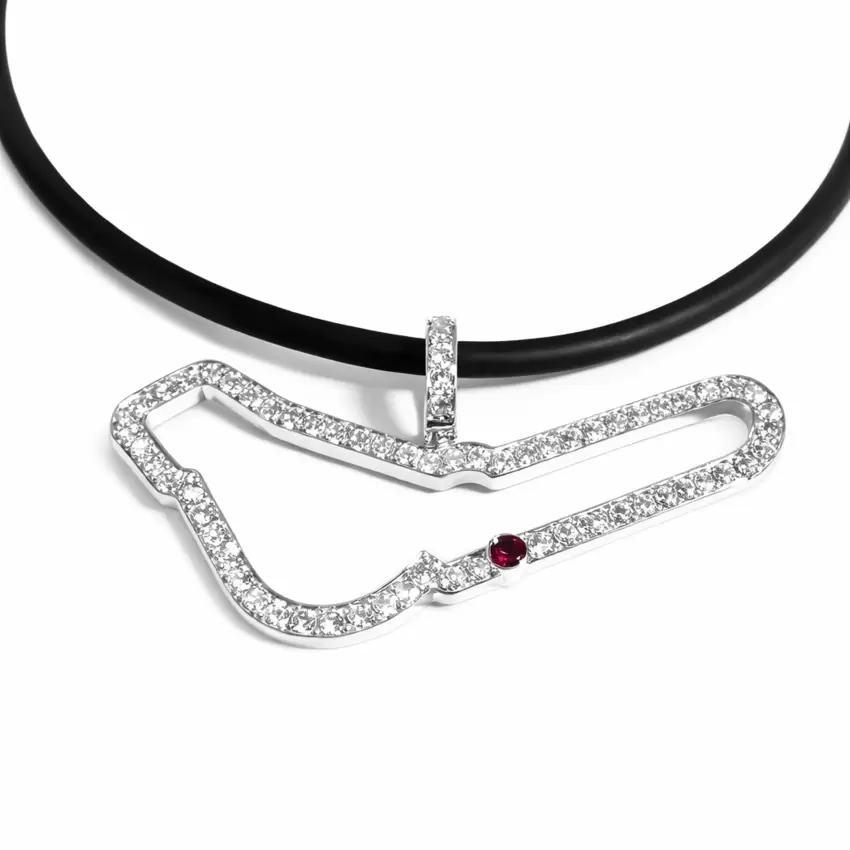 Kautschuk-Halskette mit Monza-Schaltung aus 925er Silber und Zirkonia  