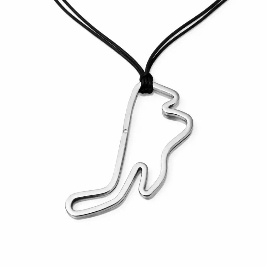 Pendente do circuito de Phillip Island em aço com diamante no início  