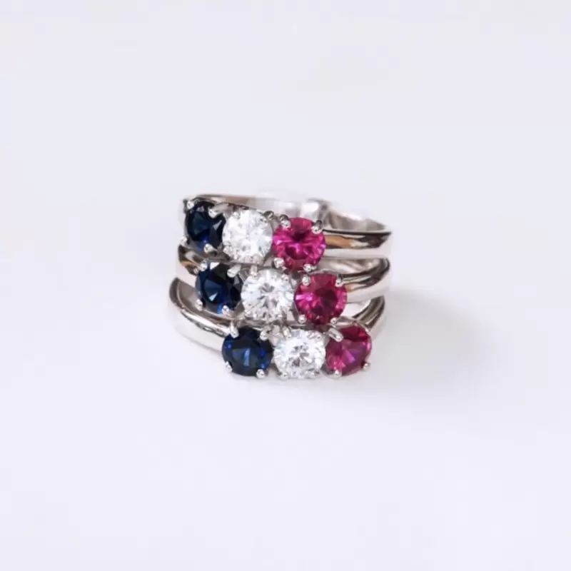Anello Three Trilogy Parigi in argento 925 con zirconi bandiera francese 