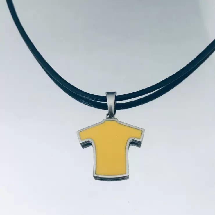 Yellow stainless steel mesh pendant