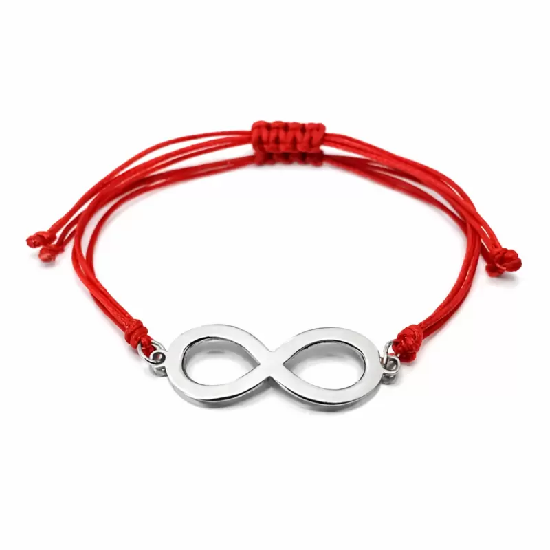 Braccialetto simbolo infinito in acciaio con cordino del colore a scelta