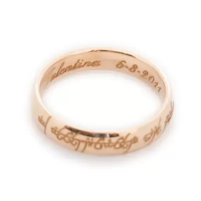 Anillos de boda CIRCUITI de oro 750 con grabado láser exterior e interior 