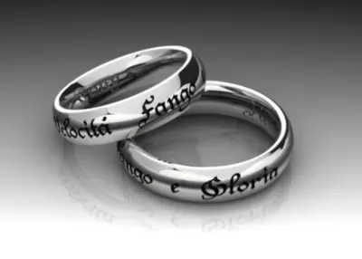 Anillos de boda CIRCUITI de oro 750 con grabado láser exterior e interior 