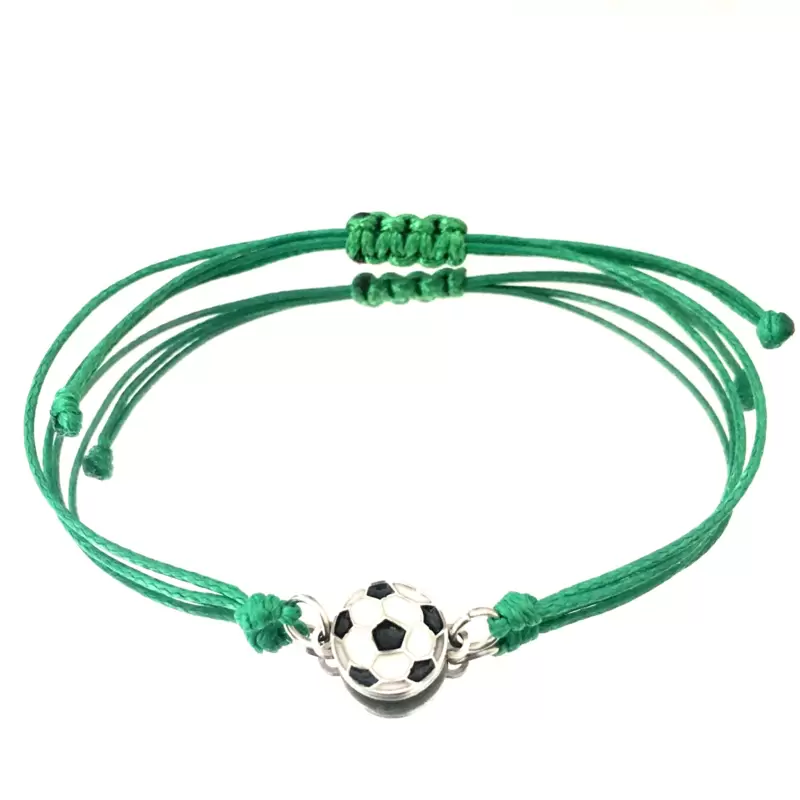 Braccialetto pallone da calcio in acciaio con cordino colorato a scelta