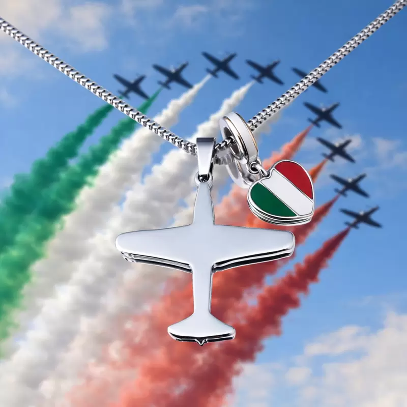 Collana personalizzabile I Love Frecce Tricolori in acciaio
