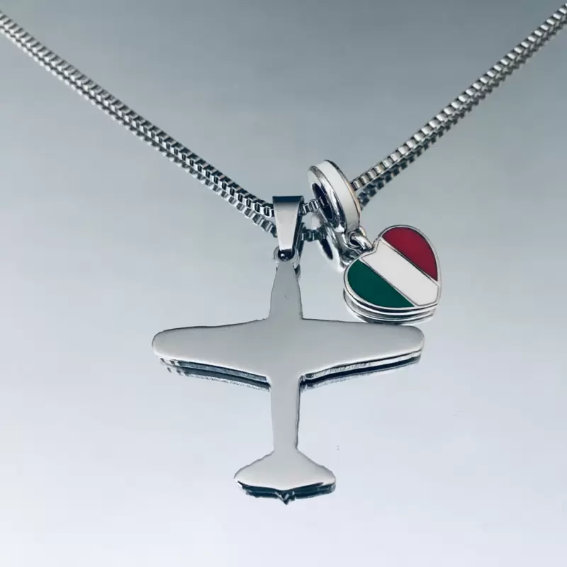 Collana I Love Frecce Tricolori in acciaio