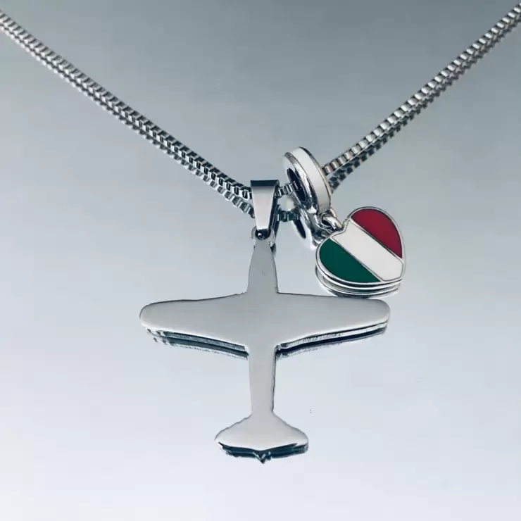 Collana I Love Frecce Tricolori in acciaio