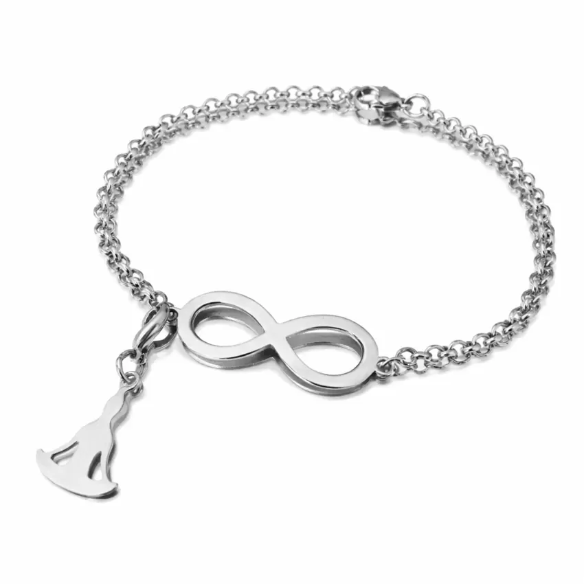 Unendlichkeitssymbol-Armband mit Yoga-Charme aus Stahl  