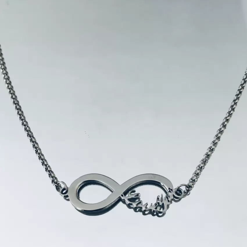 Collana simbolo infinito Love You in acciaio personalizzabile  