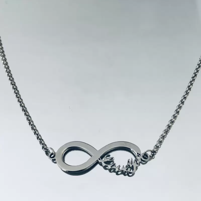 Collana simbolo infinito Love You in acciaio personalizzabile