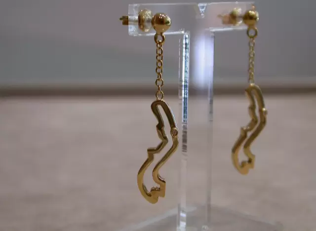 Anhänger Ohrringe mit Monte-Carlo-Schaltung aus 750er Gelbgold und Diamant am Anfang