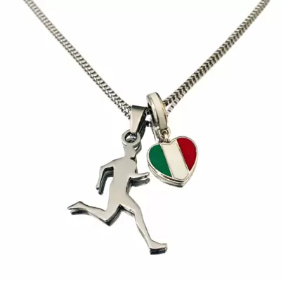 Collana atletica leggera  l'Italia ci mette il cuore  personalizzabile in acciaio 