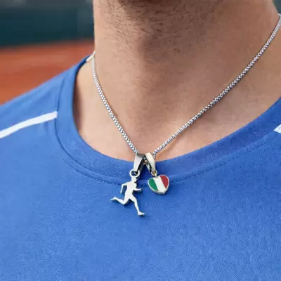 Collana atletica leggera  l'Italia ci mette il cuore  personalizzabile in acciaio 