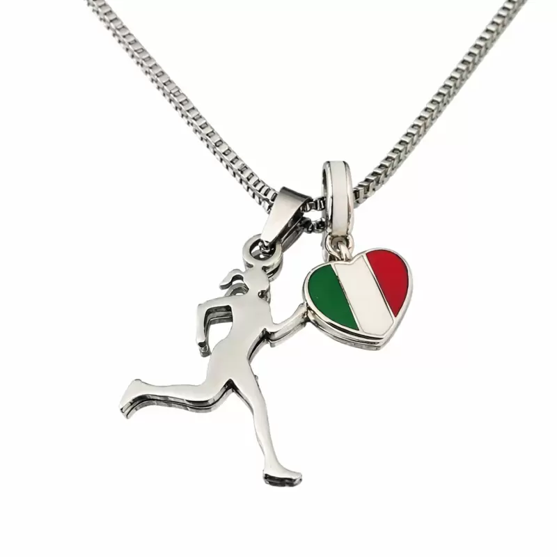 Collana atletica leggera "l'Italia femminile ci mette il cuore" personalizzabile in acciaio