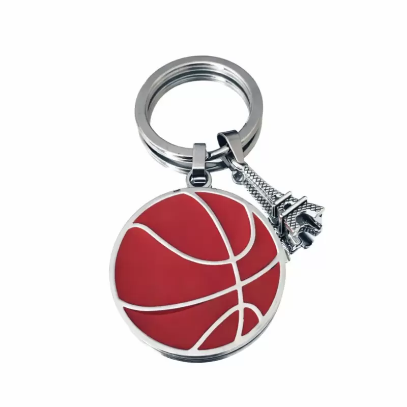 Porta-chaves Torre Eiffel Paris 2024 e bola de basquetebol personaliz&aacute;vel em a&ccedil;o
