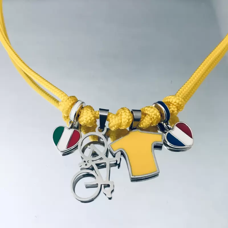 Collana charms "Yellow" Tour de France partenza dall'Italia in acciaio