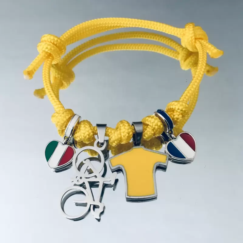 Bracciale charms in acciaio "Yellow" Tour de France partenza dall'Italia 