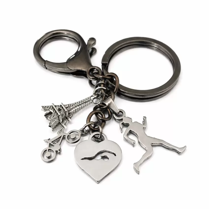 Schlüsselanhänger Charms anpassbar Triathlon Frauen Olympische Spiele Paris 2024 Tour Eiffel  