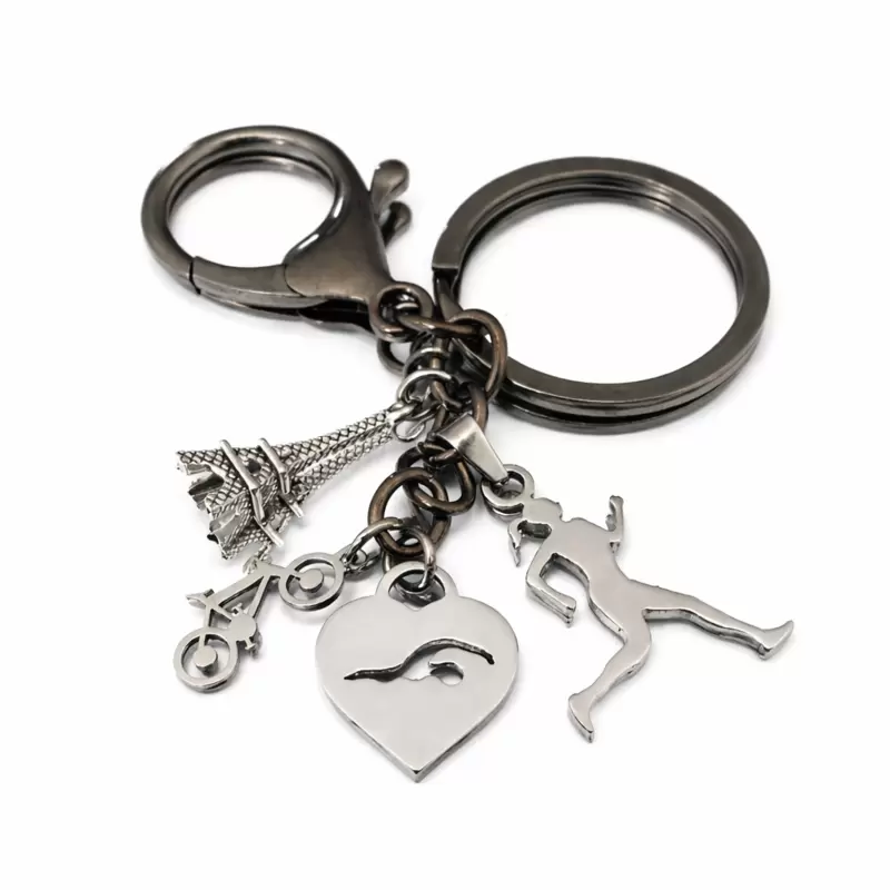 Schl&uuml;sselanh&auml;nger Charms anpassbar Triathlon Frauen Olympische Spiele Paris 2024 Tour Eiffel