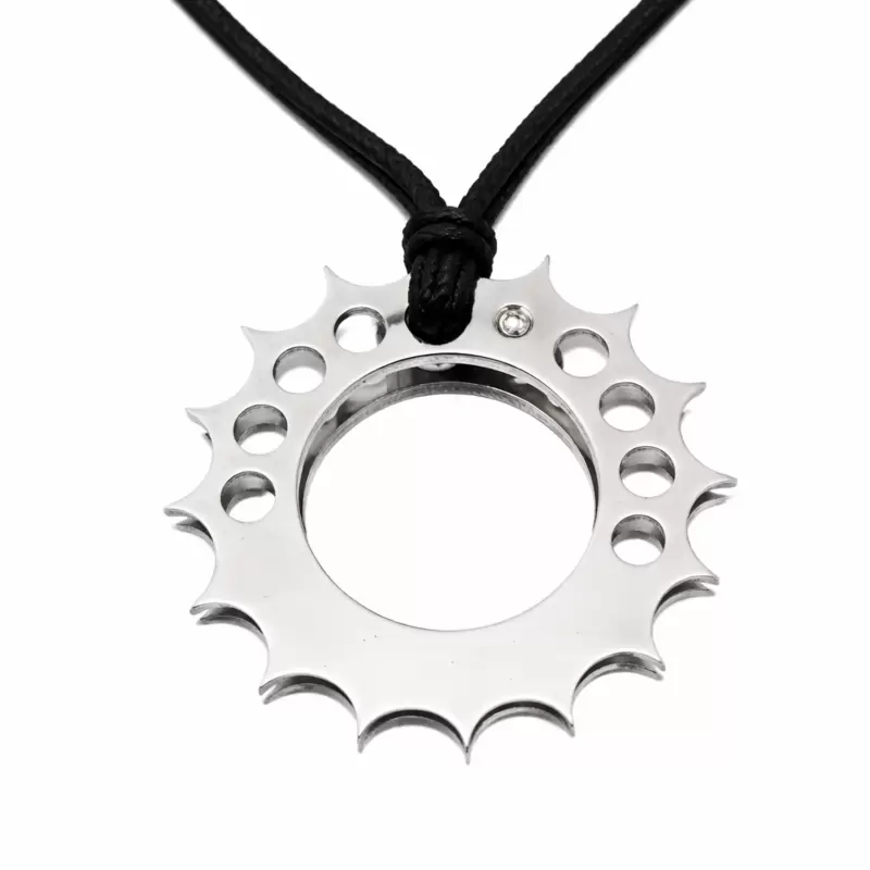 Ciondolo corona ruota dentata personalizzabile in acciaio con diamante naturale