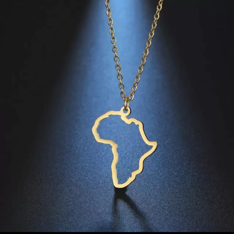 Ciondolo Silhouette Africa in acciaio placcato oro